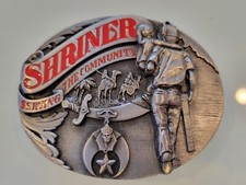 Vintage SHRINER Belt Buckle SERVING THE COMMUNITY By Siskiyou Buckle Co. 1992