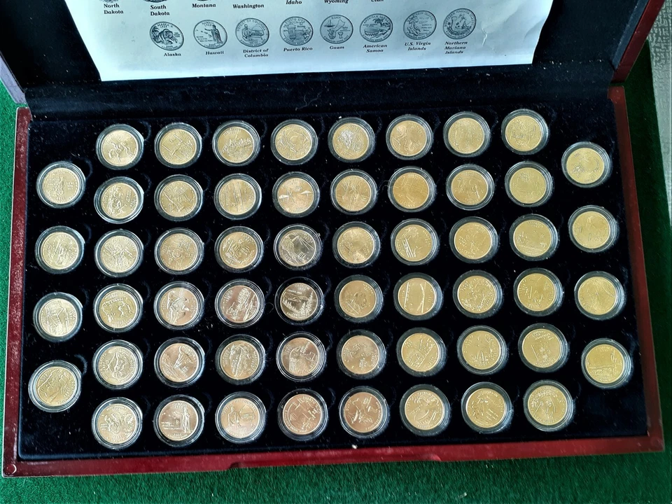 Full Set of 56 1999-2009 State and Territories Quarters, all layered in Gold. - Image 2 of 4