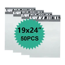 50 Poly 19x24 White Poly Mailers Shipping Envelopes Mailing Bags 2.5 Mil