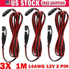 3x 14AWG 12V 1M SAE to SAE Extension Cables Quick Disconnect Wire Harness Cord