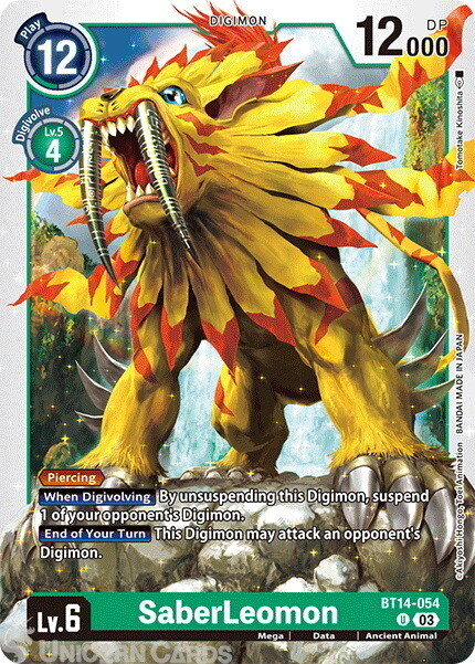 BT14-054 SaberLeomon :: Uncommon Digimon Card :: BT14: Blast Ace ::