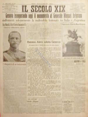 Zeitung Genua - Das 19. Jahrhundert - Nr. 243 - Denkmal für Manuel Belgrano - 1927