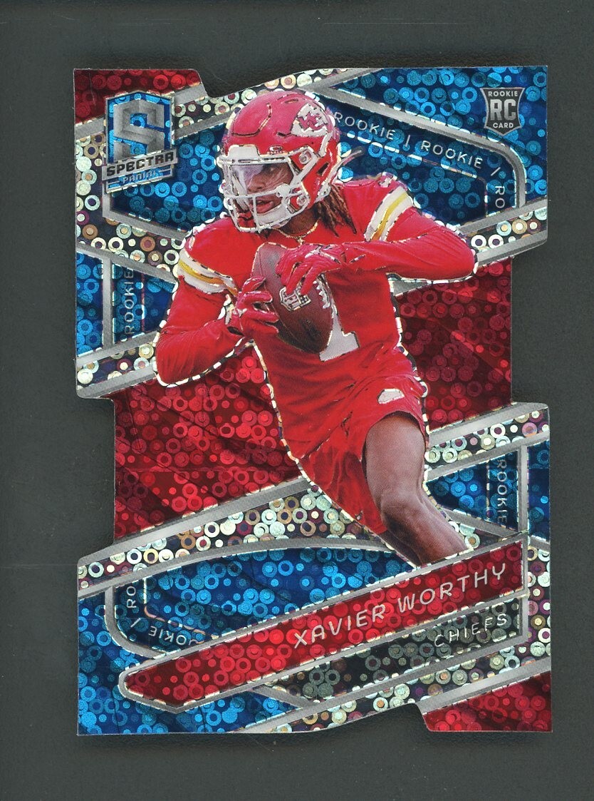 2024 Spectra Neon Blue Die-Cut #117 Xavier Worthy Chiefs RC Rookie 45/50
