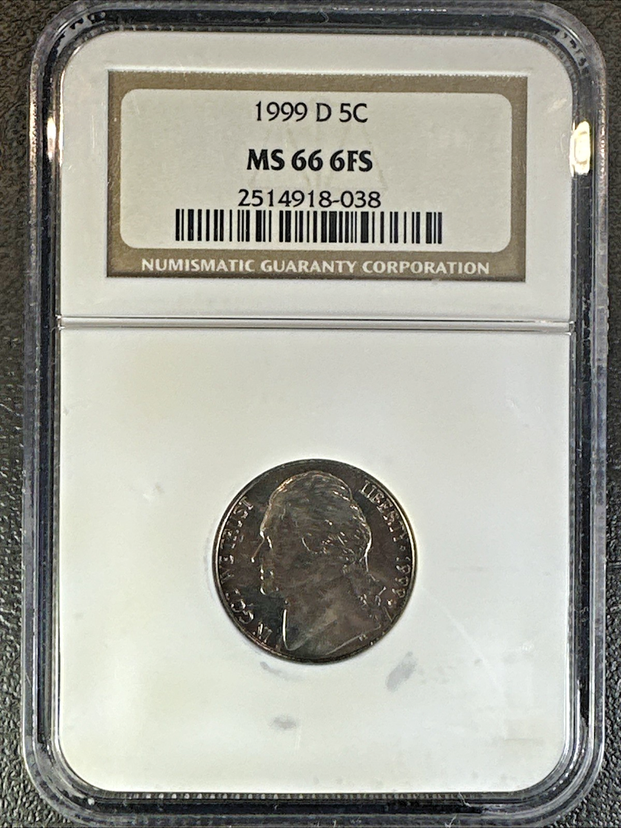 1999 D JEFFERSON NICKEL * NGC MS 66 6FS ( 6 FULL STEPS ) * Brown