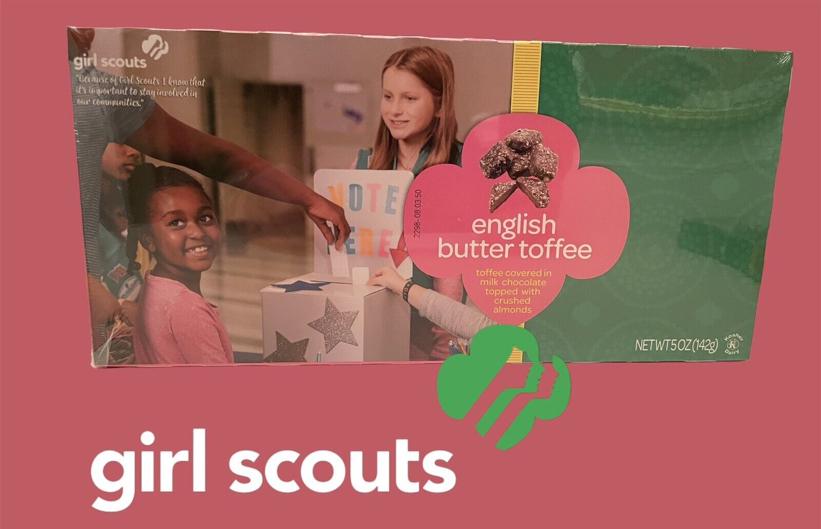 Girl Scouts English Butter Toffee Chocolate Cookie Holiday Gift Box Valentine