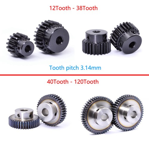 Engrenages Droits Module 1.5 - Acier C45 Trempé, 12 à 80 Dents, Diamètre 21-123mm