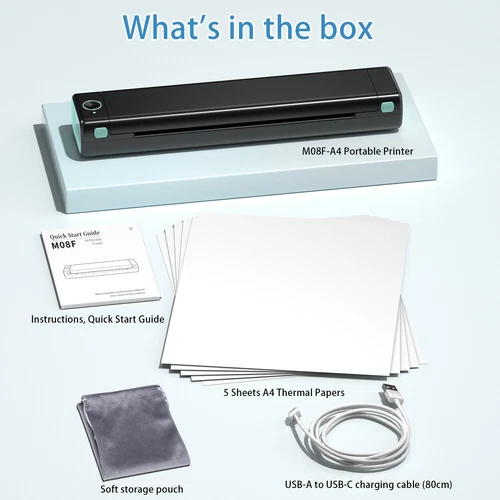 Phomemo M08F Wireless A4 Bluetooth Thermodrucker für tragbare Reisen M08F Posten - Bild 6 von 32