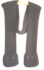 Michael Kors Long Winter Scarf Cable Knit Olive Green With Pockets Button Accent