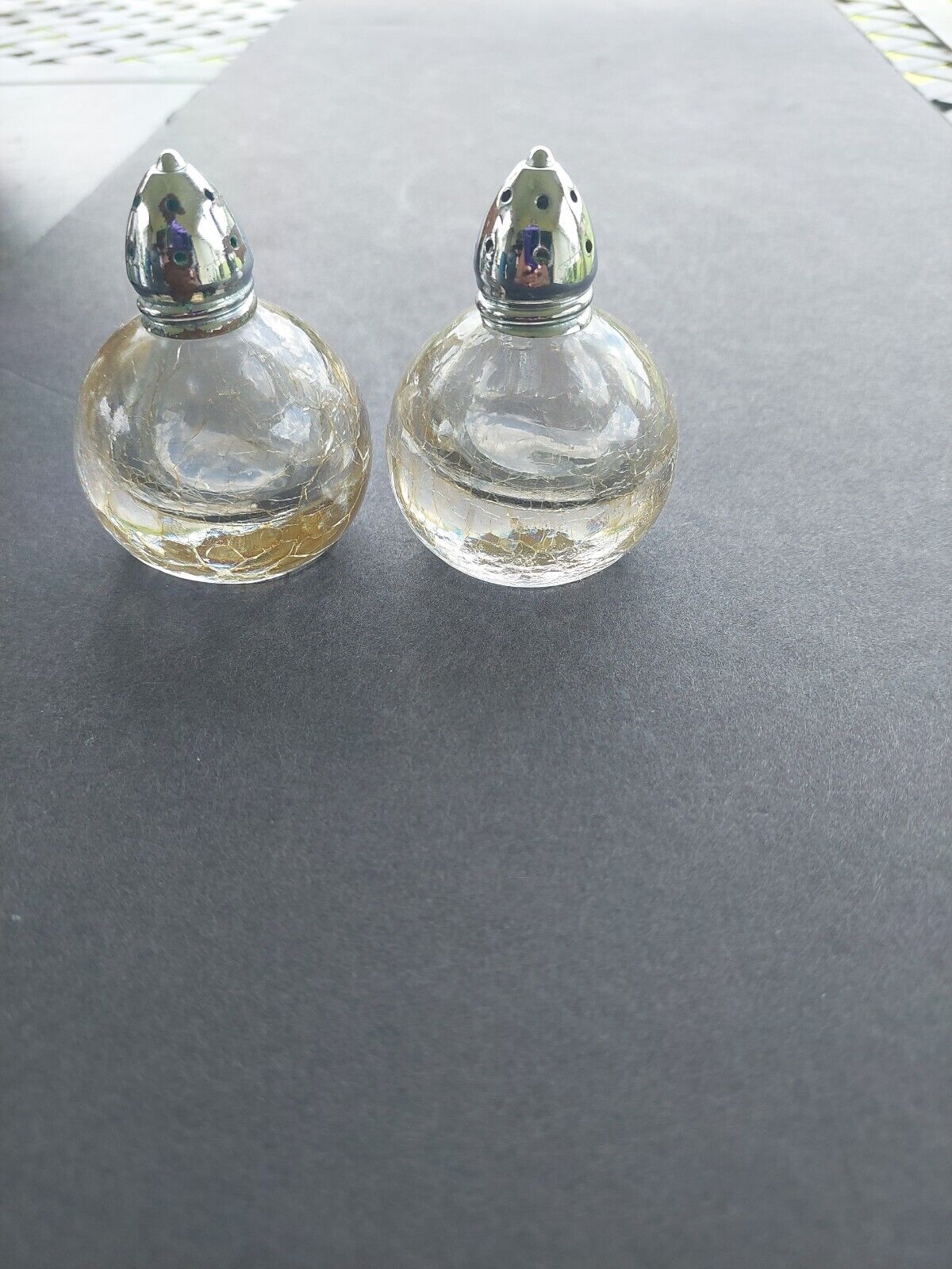 Vintage Crackle Glass Salt & Pepper Set Pottery Barn Made in Japan eBay