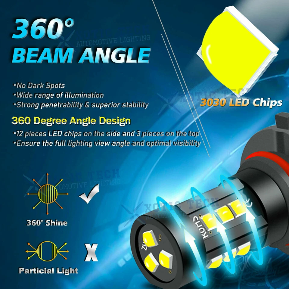 9005 LED Daytime Running DRL Driving Light Bulb 6K For Toyota Camry Corolla RAV4 - Image 4 of 4