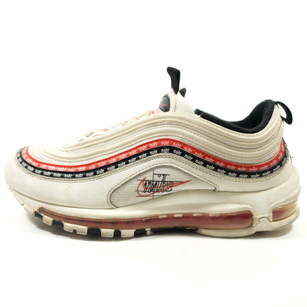 Nike Air Max 97 Script Swoosh Men's Sneakers Size 8.5 White Red