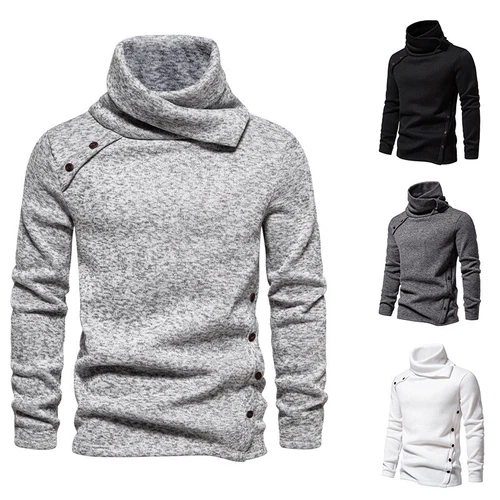 British Style Mens Casual Pile Neck High Collar Long Sleeve Pullover Top Sweater - Bild 7 von 28