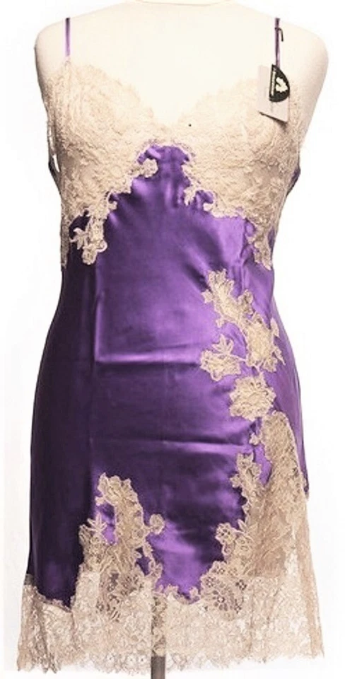 ШЕЛК + французское кружево сорочка, французский импорт, FR36/EU34, фиолетовый w голая кружево, новый - Изображение 3 из 4