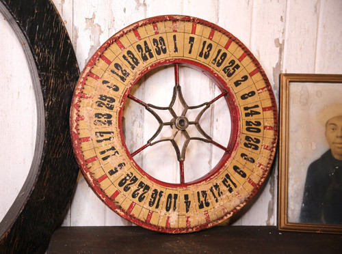 Antique Gambling Wheel 1930's vintage carnival game board casino roulette circus
