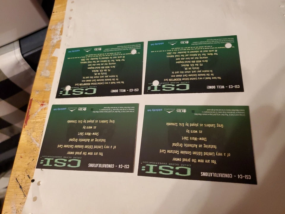 CSI Season 1: Costume Redemption Card CSI-C3 C4 Greg Sanders X 2 - Image 2 of 2