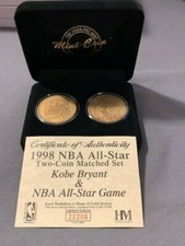 1998 Kobe Bryant Highland Mint All Star Bronze Two Coin Matched Set*Only 1000!*
