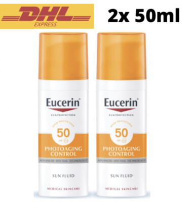 Eucerin SUN FLUID PHOTOAGING CONTROL Facial Sunscreen SPF 50+PA+++ 50ml X 2