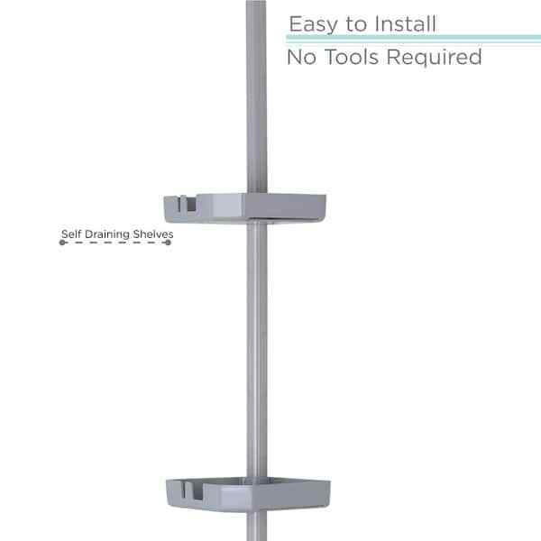 Bath Bliss 4 Tier Tension Corner Shower Organizer Caddy SelfDraining