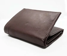 RFID Blocking Brown Handcrafted Cowhide Leather Mens Trifold Premium Wallet