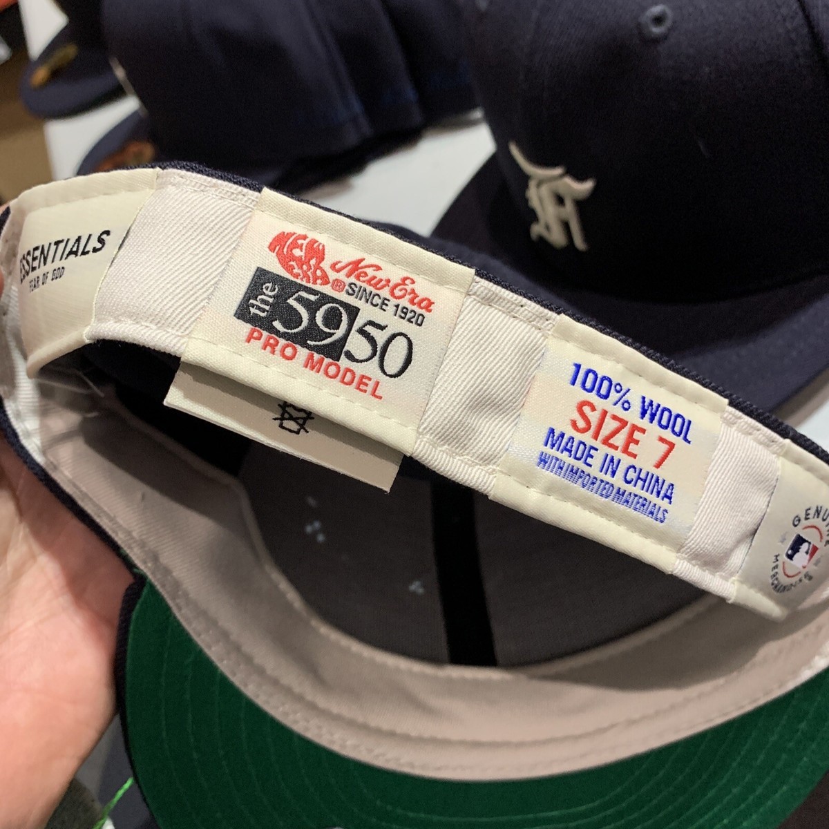Fear of God Essentials Hat 59FIFTY Fitted New Era Cap Navy Size 7