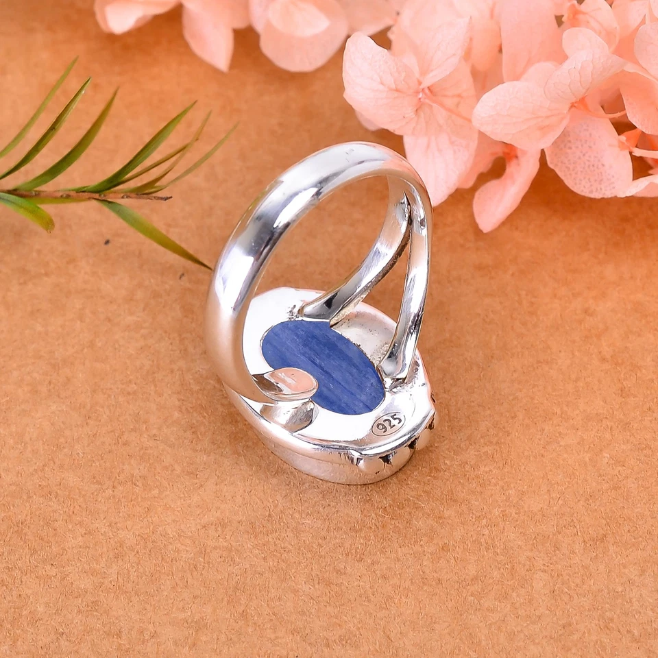 Kyanite Gemstone 925 Sterling Silver Jewelry Ring All Size, Adjustable Ring - Image 4 of 4