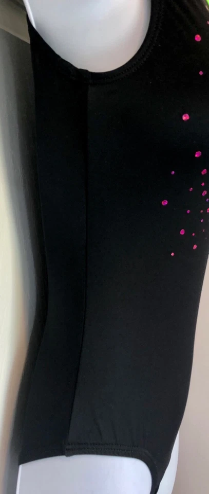 GK ВЗРОСЛЫХ X-МАЛЕНЬКИЙ НЕОНОВЫЙ БЛЕСК ЧЕРНЫЙ N/S SPANGLEZ ГИМНАСТИЧЕСКИЙ ТАНЕЦ ТРИКО ТОПОРЫ НОВЫЙ С ЯРЛЫКАМИ - Изображение 4 из 4