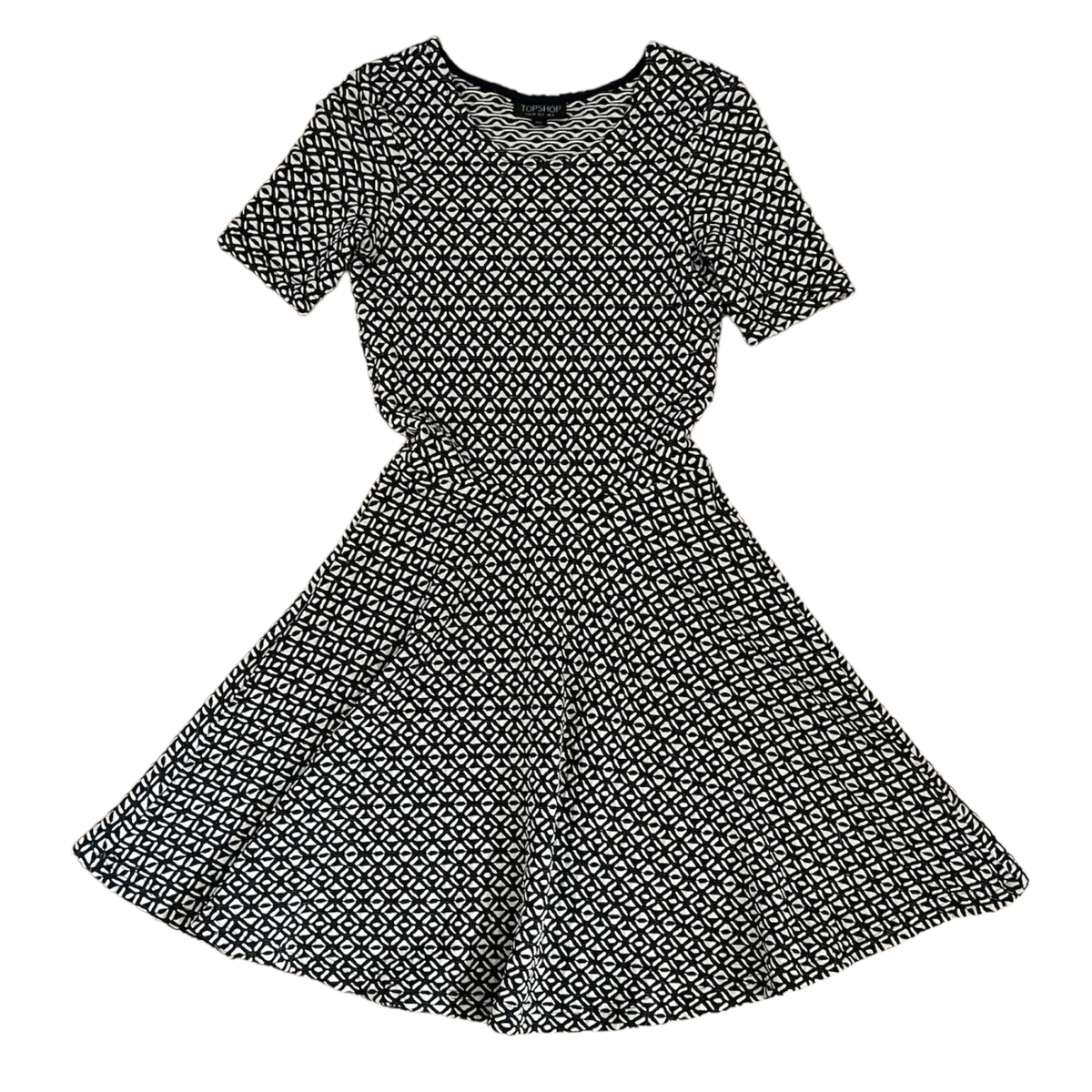 topshop fit and flare sweater dress Top Shop Women's Size 2 Knit Stretch Fit Flare Dress Blue White EUC