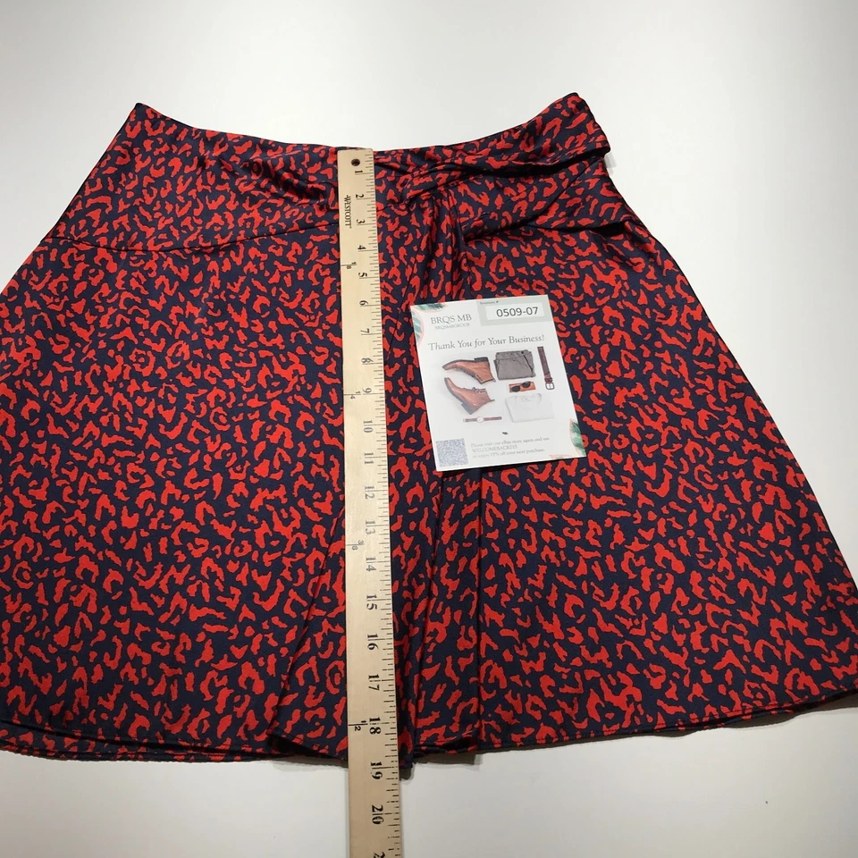 Falda Columpio Tara Jarmon Línea A Roja y Azul Marino Estampado Animal Corbata Cintura Cremallera Talla 42 Foto 4 de 4