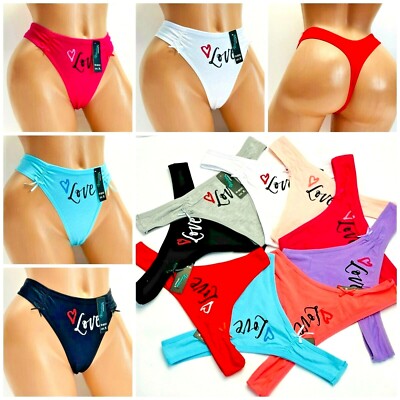 THONGS TANGAS Sports LOVE 6 -12 Panties Undies 95% COTTON ACTIVE WEAR 2131 S-XL