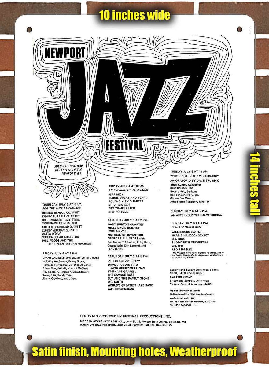 Metal Sign - 1969 Newport Jazz Festival- 10x14 inches | eBay