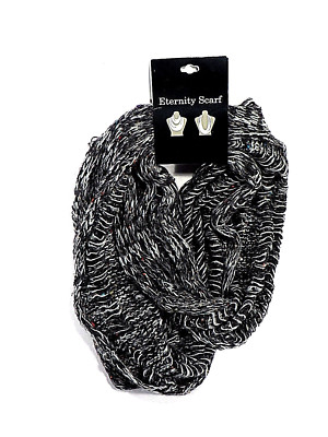 Scarf Loop Gray w/Multi-Color Flecks Loose Infinity Cable Women's One Size NWT