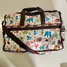 LeSportsac Alphabet Animal Baby Bag White duffle Diaper Bag 18'x13'x9'