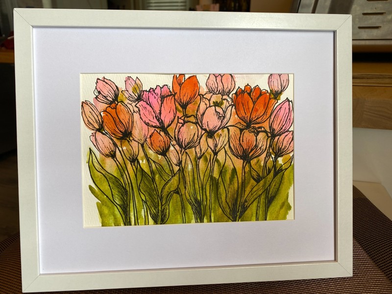 Original watercolor  7 in x 5 in "Floral Escape 2"  by Angel Rose