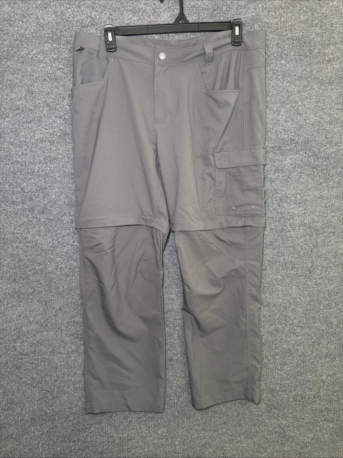 Columbia PFG Men’s Stretch Pants Into Shorts Zipper Regular Gray 38W 30L