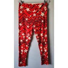 Lularoe Leggings TC Tall Curvy Red White Chevron Patterned Stars Patriotic