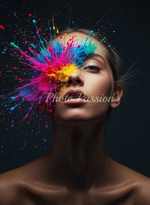 Foto A4 Frau Portrait Abstrakt Spritz Poster (4210)
