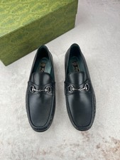 Gucci Horsebit Loafers Black Leather Men's Slip On Dress Casual Moccasin Shoes