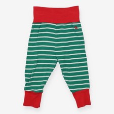 Kite Joggers Green Striped Organic Cotton Red Cuffs Unisex Kids, 6-9 months
