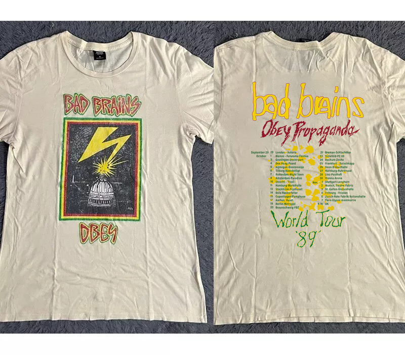Bad Brain x Obey Tour 1989 2 sided short sleeve T shirt FL0512
