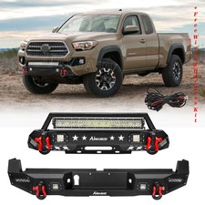 Offroad Stubby Front Rear Bumper Guard W Led Lights For 2016-2023 Toyota Tacoma