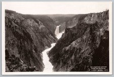 VTG Panoramic Waterfall View Yellowstone River Canyon B&W Photo 4x6 Lucier 