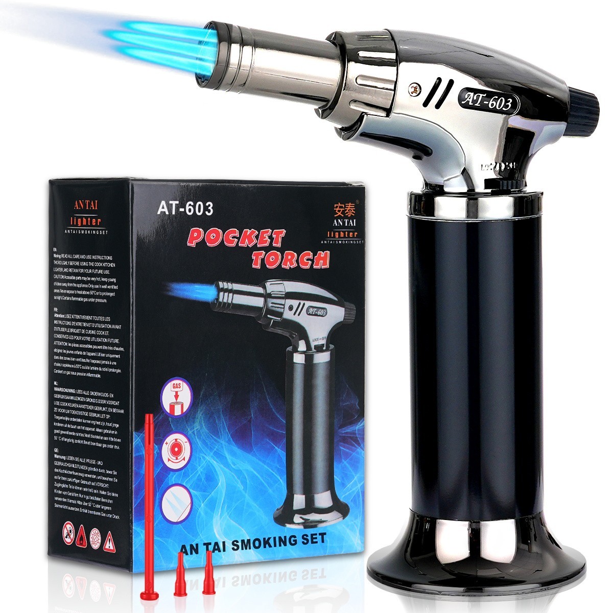 Yaesina Adjustable Butane Torch Gun Lighter with Safety Flame Lock (Without Gas)