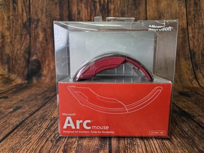 Microsoft Arc Mouse PC/Mac USB 1349 1350 Red Ergonomic FOLDS UP NEW
