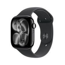 Apple Watch Series 11 GPS 46mm Jet Black Aluminum Case with Sport Band Black - M