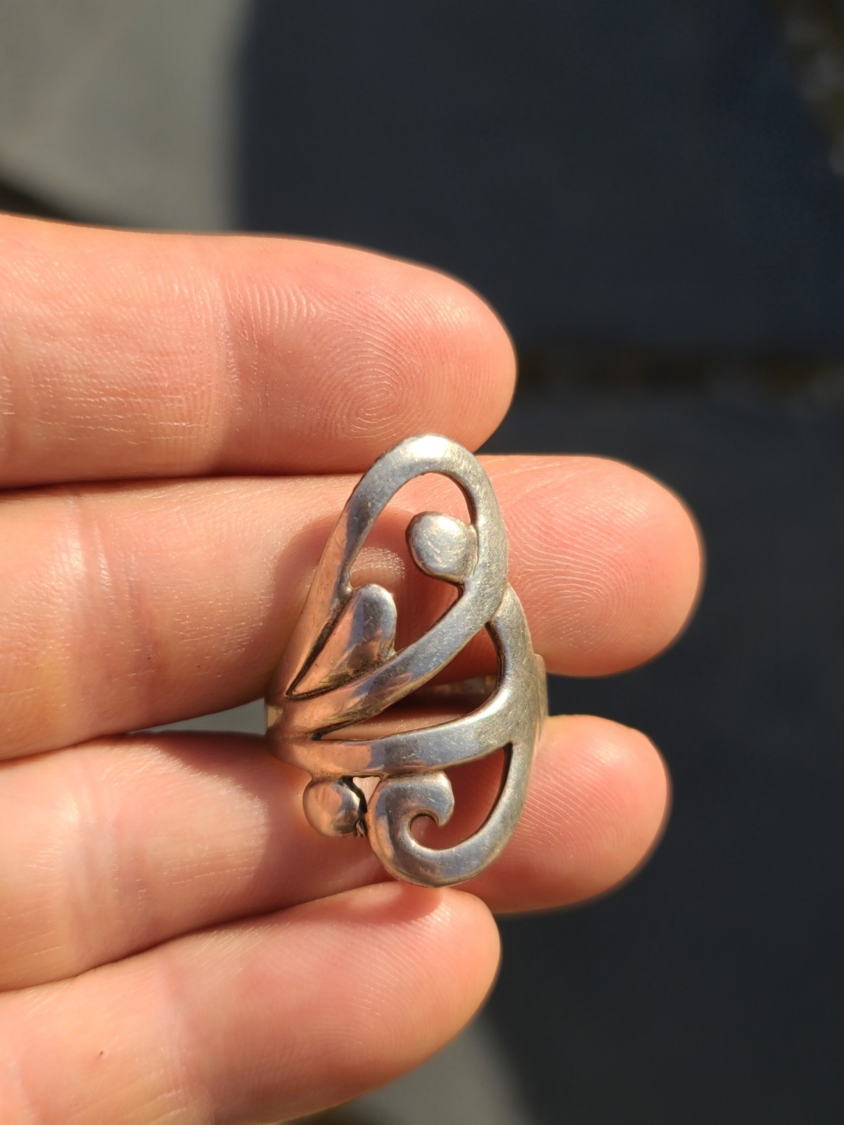 Sterling 925 Solid Silver Scroll Ring Size 9.5 - image 3