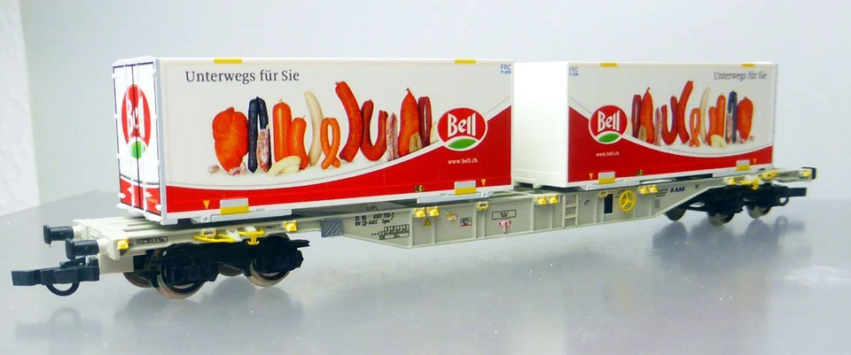 Roco 76948 ; Containertragwagen Sges "Bell" AAE, wie neu in OVP /Y500 - Bild 3 von 3