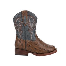 Roper Bumps Ostrich Print Embroidered Square Toe Cowboy  Zippered  Zippered   To