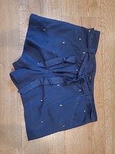 Ann taylor Loft Polka Dot Tie Waist Shorts Linen Blend Size 8 Gold Dots Casual