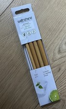 Image of Wiltshire Reusable Bamboo Drinking Straws pack of 4 includes cleaning brush