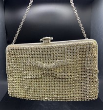VTG Handset Rhinestone Clutch Evening Bag With Chain Made By Walborg W.Germany